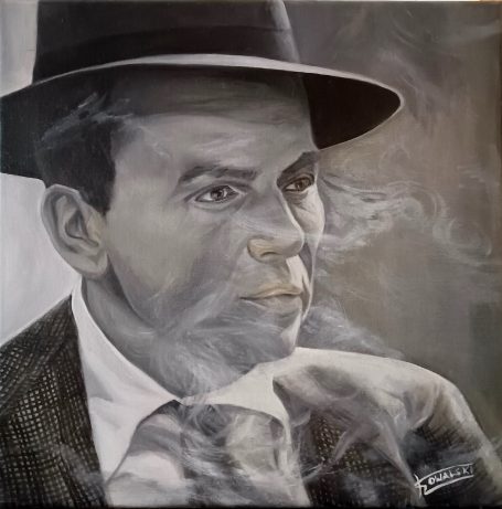 Frank Sinatra in einer verrauchten Bar.